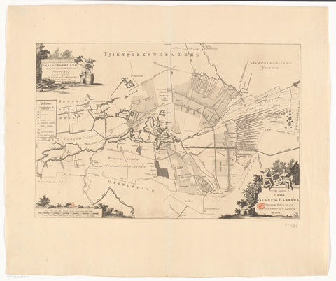 Kaart van de grietenij Smallingerland, Jan Luyken (attributed to), 1718 Canvas Print