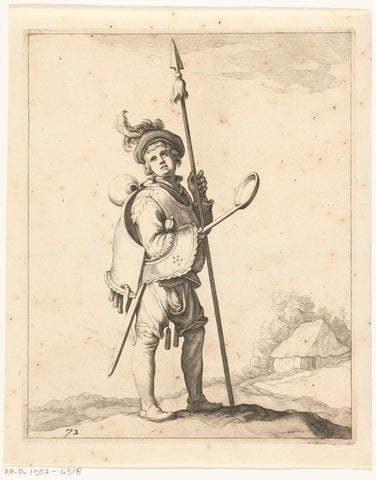 Soldier boy with spear, Frederick Bloemaert, c. 1650 - c. 1700 Canvas Print