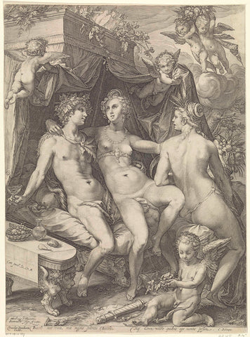 Venus with Bacchus and Ceres, Jan Saenredam, 1658 - 1664 Canvas Print