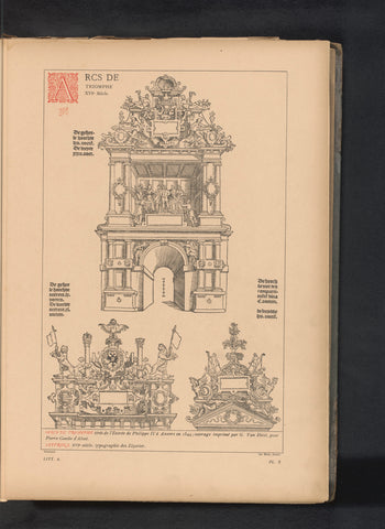 Reproduction of a print of a design of a triumphal arch by Philip II of Spain, anonymous, c. 1875 - in or before 1880 Canvas Print