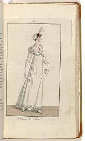 Elegantia, or magazine of fashion, luxury and taste for ladies, February 1809, No. 69: Costume de Bal, anonymous, 1809 Canvas Print