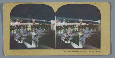 View of the Electricity Building by night, at the 1904 World's Fair in Saint Louis, anonymous, 1904 Canvas Print