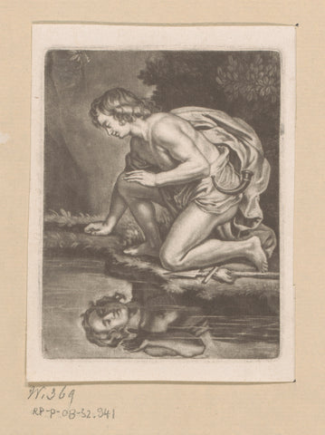 Narcissus, John Smith (prentmaker/ uitgever) (attributed to), 1662 - 1742 Canvas Print