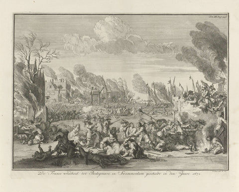 French atrocities in Bodegraven and Zwammerdam, 1672, Bernard Picart (workshop of), 1727 Canvas Print