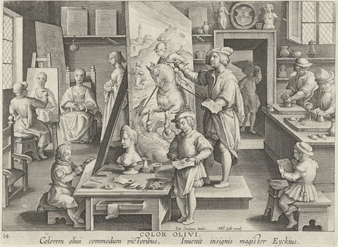 Schilderen met olieverf, Philips Galle (attributed to workshop of), c. 1593 - c. 1598 Canvas Print