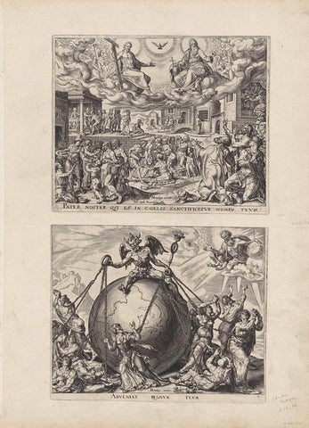 Onze Vader in de hemel, laat uw naam geheiligd worden / Laat uw koninkrijk komen, Johannes Wierix, 1569 - 1573 Canvas Print