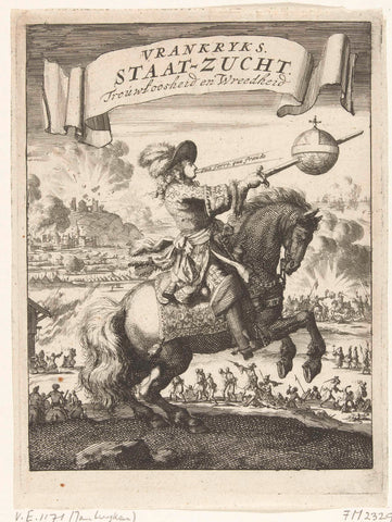 Title page of: Vrankryks Staat-sigh. Infidelity and Cruelty, 1690, Jan Luyken, 1688 - 1690 Canvas Print