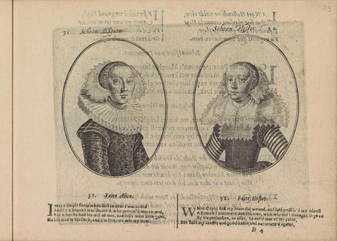 Portraits of the courtesans named Schone Elsje and Schone Hester, Crispijn van de Passe (II), 1635 Canvas Print