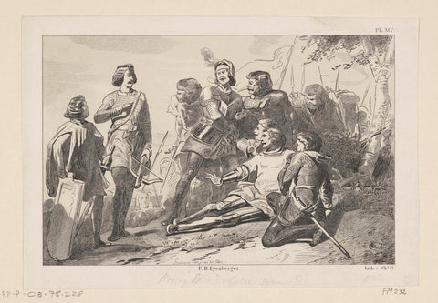 Duke Eduard van Gelre murdered by Herman Bier, 1371, Jan van der Veen (printmaker), 1853 - 1855 Canvas Print