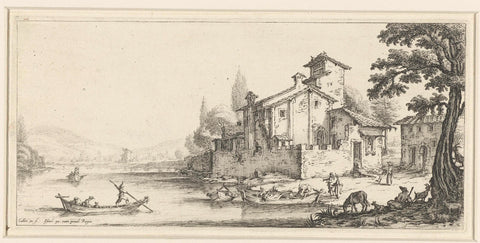 House on the water, Jacques Callot, 1628 - 1635 Canvas Print