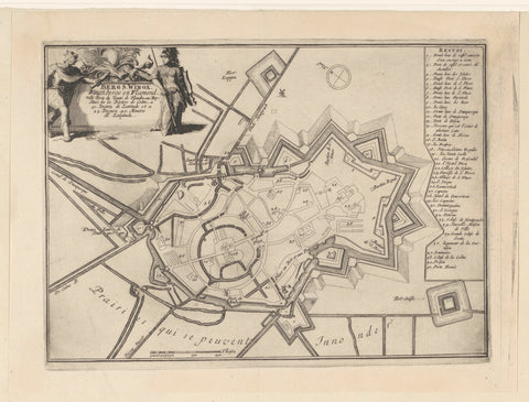 Fortification plan of Sint-Winoksbergen, anonymous, 1690 - c. 1700 Canvas Print