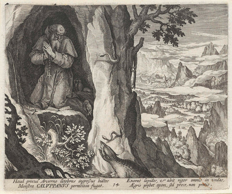 Caluppanus the hermit, Johann Sadeler (I), 1594 Canvas Print