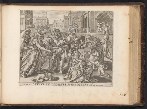 Giving thirsty to drink, anonymous, Maerten de Vos, 1646 Canvas Print