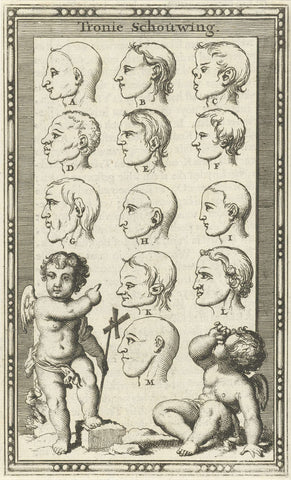 Twelve heads, marked A-M, Jan Luyken, 1682 Canvas Print