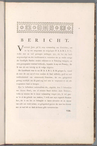 Tekstblad uit: Vervolg van aangenaame gezichten in de vermakelyke landsdouwen van Haarlem, nieuwlings naar 't leven getekend door de beroemde konstenaars H. Spilman en C.V. Noorde, 1762, Jan Bosch (uitgever), 1763 Canvas Print