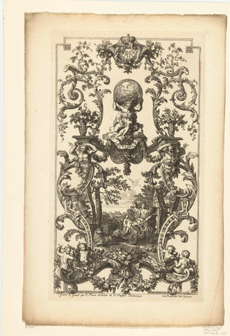 Panel with the element earth, Daniël Marot (I), 1712 Canvas Print