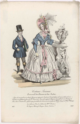 Journal des Dames et des Modes, Costumes Parisiens, 1837, (3466): Jupe de mousselin (...), anonymous, 1837 Canvas Print