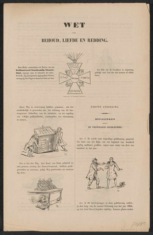 Satire on the incentive to participate in the (so-called) voluntary 3% money loan of 1844 (sheet 1), Herman Frederik Carel ten Kate, 1844 Canvas Print