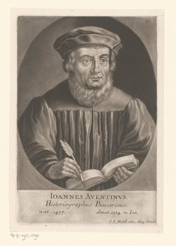 Portret van Johannes Aventinus, Johann Jacob Haid, 1747 Canvas Print