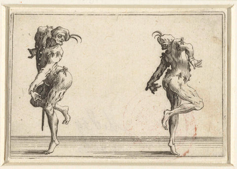 Two dancers, one on the left, the other on the right, Jacques Callot, 1621 Canvas Print