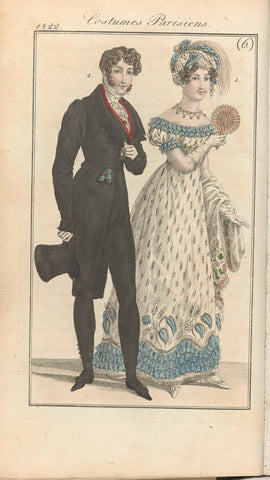 Journal des Dames et des Modes, editie Frankfurt 3 February 1822, Costumes Parisiens (6), anonymous, 1822 Canvas Print