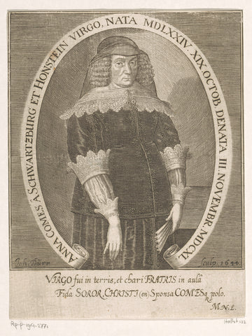 Portrait of Anna van Schwarzburg-Sondershausen, Johann Dürr, 1644 Canvas Print