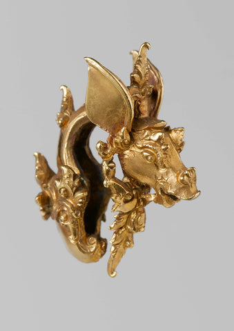 Earring with Animal Head, anonymous, c. 1300 - c. 1500 Canvas Print