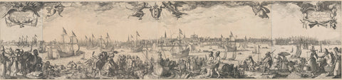 Profile of Amsterdam, as seen from the IJ, consisting of two parts, Claes Jansz. Visscher (II), 1611 Canvas Print