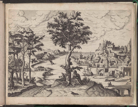Landscape with the prophet Jonah under the miracle tree, John or Luke of Doetechum, 1560 - 1564 Canvas Print
