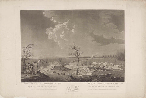 Doorbraak van den Arkelenschen Dijk bij Kedichem in Louwmaand 1809 / La Rupture dans la Digue D Arkelen (...), A. Lutz, 1809 Canvas Print