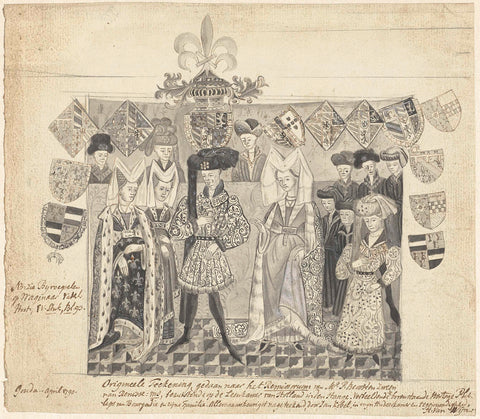 Miniature with Philip the Good and his gemalinnen, the Count of Charlerois and others, Jan Kobell (I), 1790 Canvas Print