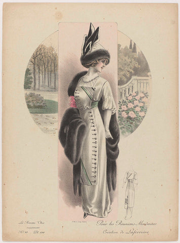 La Femme chic, Supplement, ca. 1911, No. 11, Pl. 111: Pour les Réunions Mondaines (...), anonymous, c. 1911 Canvas Print