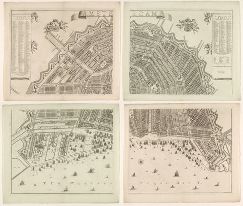 Map of Amsterdam, consisting of four parts, Gerrit de Broen (II), 1774 - 1782 Canvas Print