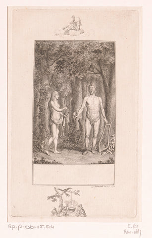 Bragur and Idunna in the forest, Daniel Nikolaus Chodowiecki, 1796 Canvas Print