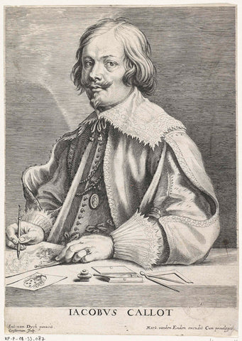 Portret van Jacques Callot, Lucas Vorsterman (I), 1630 - 1646 Canvas Print