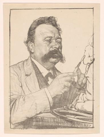 Portrait of sculptor Louis Bourgonjon, Jan Visser (1856-1938), 1866 - 1907 Canvas Print