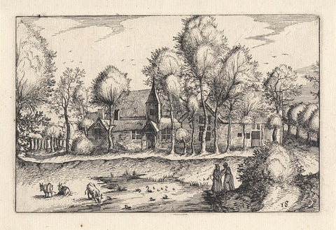 Figures by a pond, Claes Jansz. Visscher (II), 1620 Canvas Print