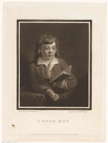 Reading boy, Charles Howard Hodges, 1786 Canvas Print