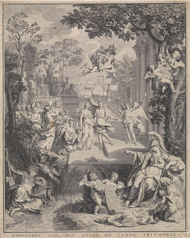 Allegorical representation on the occasion of the marriage of Abraham Barnaart and Engeltje van Hoven, Bernard Picart, 1724 Canvas Print