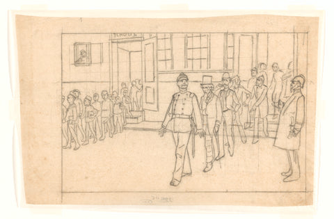 Design for illustration in De Amsterdammer: Uit een school komen zowel jongens and volwassenen (26 July 1896), Johan Braakensiek, 1896 Canvas Print