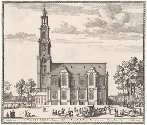 View of the Westerkerk in Amsterdam, Pieter Hendricksz. Schut, 1662 - 1720 Canvas Print