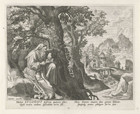 Eulogius the hermit, Johann Sadeler (I), 1583 - 1588 Canvas Print