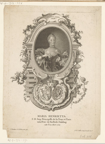 Portrait of Marie Henriette Josepha von Fürstenberg-Stühlingen, Queen of Thurn und Taxis, Johann Esaias Nilson, 1747-1788 Canvas Print