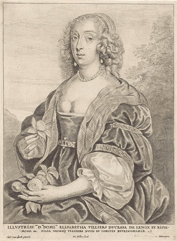 Portrait of Mary Villiers, Duchess of Richmond and Lennox, Wenceslaus Hollar, 1645- 1670 Canvas Print