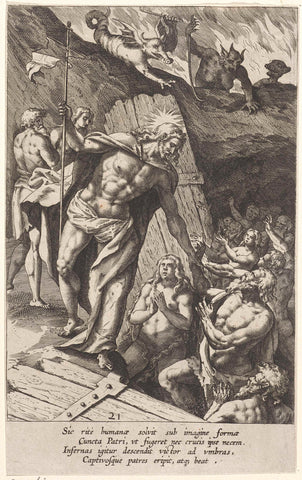 Christ in Limbo, Antonie Wierix (II), 1583 - 1587 Canvas Print