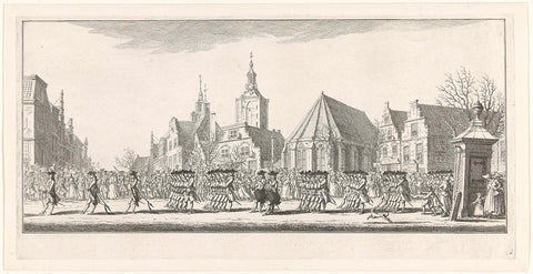 The Hague militia in the funeral procession of Anna of Hanover in Delft, 1759, Simon Fokke, 1759-1761 Canvas Print