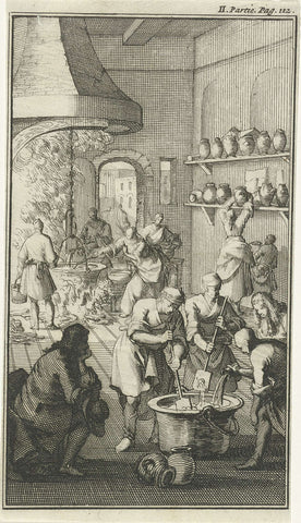 Production of sorbet in a kitchen at Rosette, Jan Luyken, 1689 Canvas Print