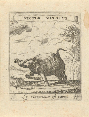 Elephant and snake, Albert Flamen, 1672 Canvas Print