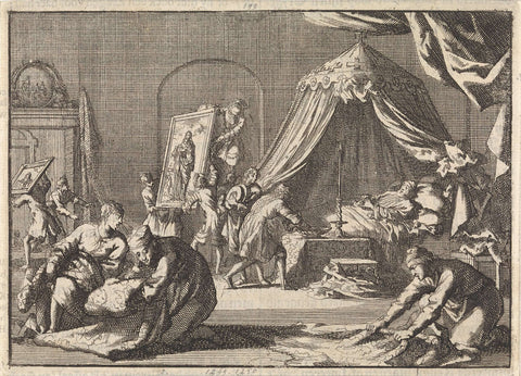 Death of Christoph Bernhard von Galen, bishop of Münster, 1678, Jan Luyken, 1698 Canvas Print