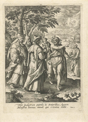 John the Baptist points people to Christ, Adriaen Collaert, 1583 - 1588 Canvas Print